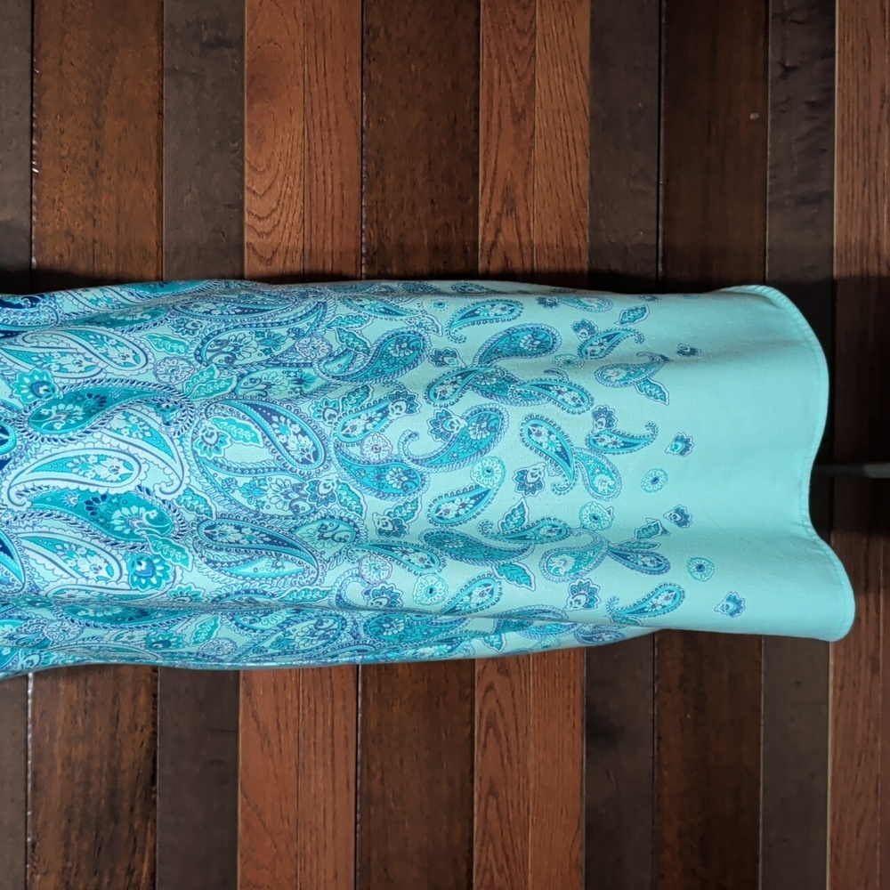 Talbots Teal and Blue Paisley Slip On Dress - Picture 3 of 11
